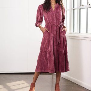 Anthro/Pilcro Marta Tiered Corduroy Midi Dress,  M